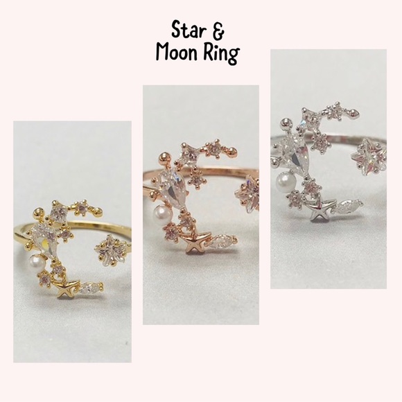 Crystal Star & Moon Ring, boutique - Picture 1 of 8